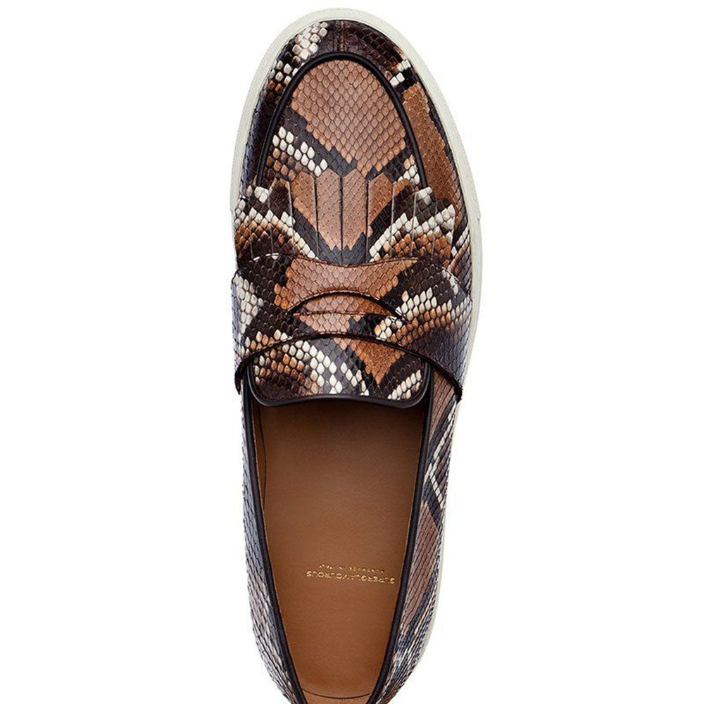 Superglamourous Tangerine 10 Python Skate Sneakers Saddle