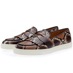 Superglamorous Tangerine 10 Python Skate Sneakers Saddle