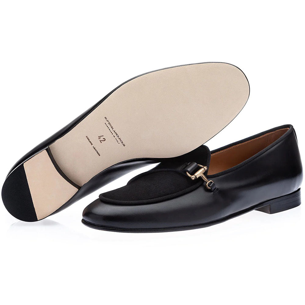 Superglamourous Tangerine 12 Cordovan Belgian Loafers Black