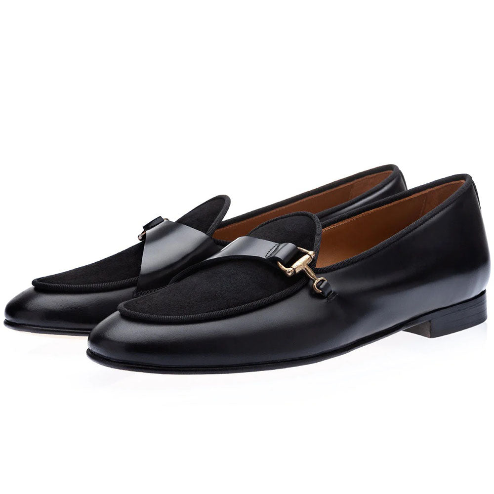 Superglamorous Tangerine 12 Cordovan Belgian Loafers Black