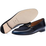 Superglamourous Tangerine 12 Cordovan Belgian Loafers Navy