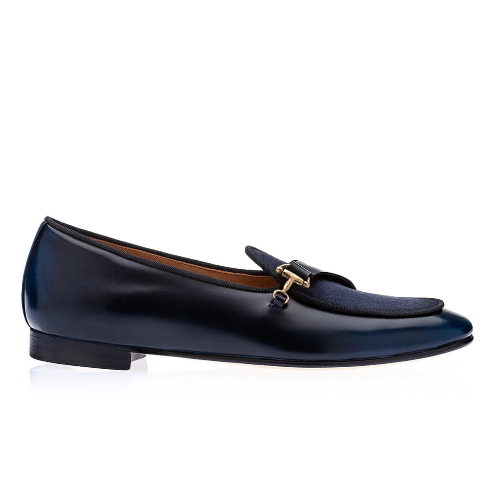 Superglamourous Tangerine 12 Cordovan Belgian Loafers Navy