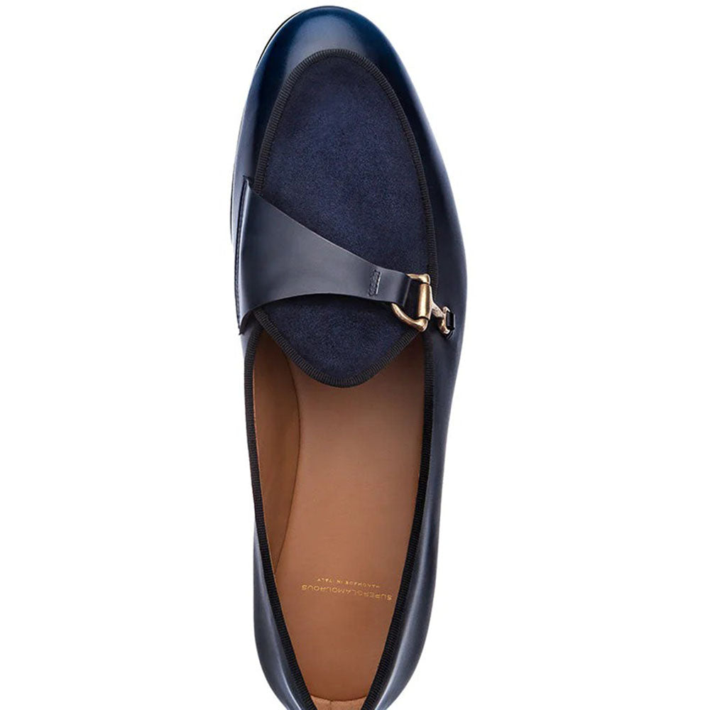 Superglamourous Tangerine 12 Cordovan Belgian Loafers Navy