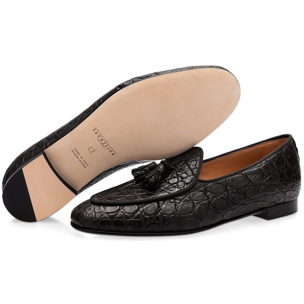 Superglamourous Tangerine 2 Mississippi Belgian Loafers Black