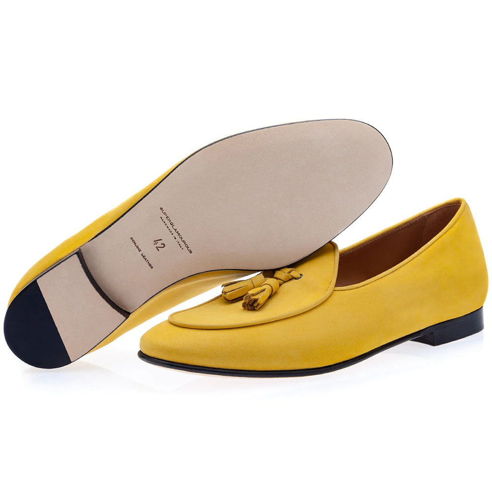 Superglamourous Tangerine 2 Nabuk Belgian Loafers Mustard
