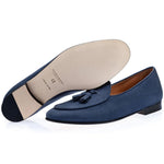 Superglamourous Tangerine 2 Nabuk Belgian Loafers Navy