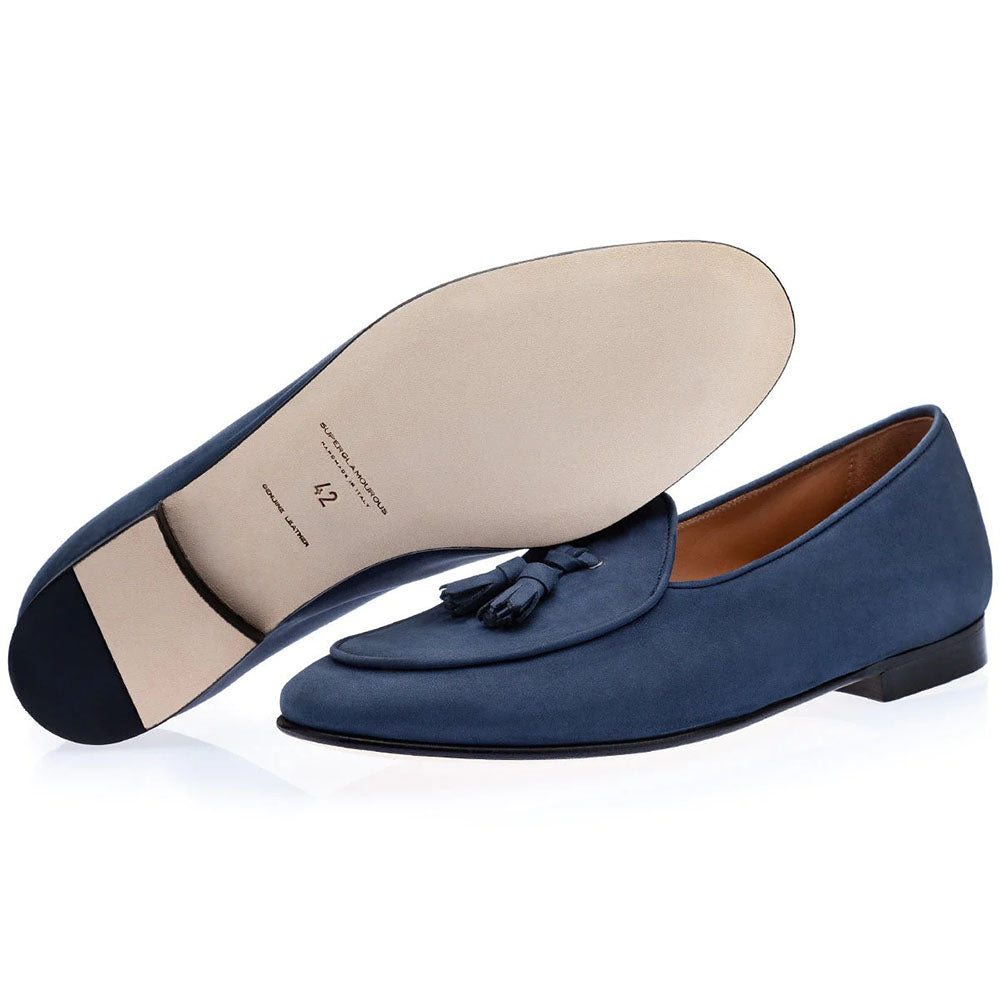 Superglamourous Tangerine 2 Nabuk Belgian Loafers Navy