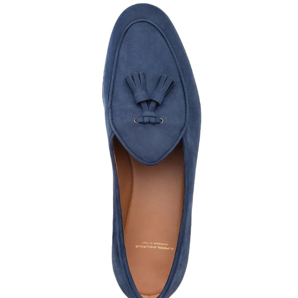 Superglamourous Tangerine 2 Nabuk Belgian Loafers Navy