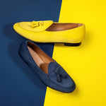 Superglamourous Tangerine 2 Nabuk Belgian Loafers Navy