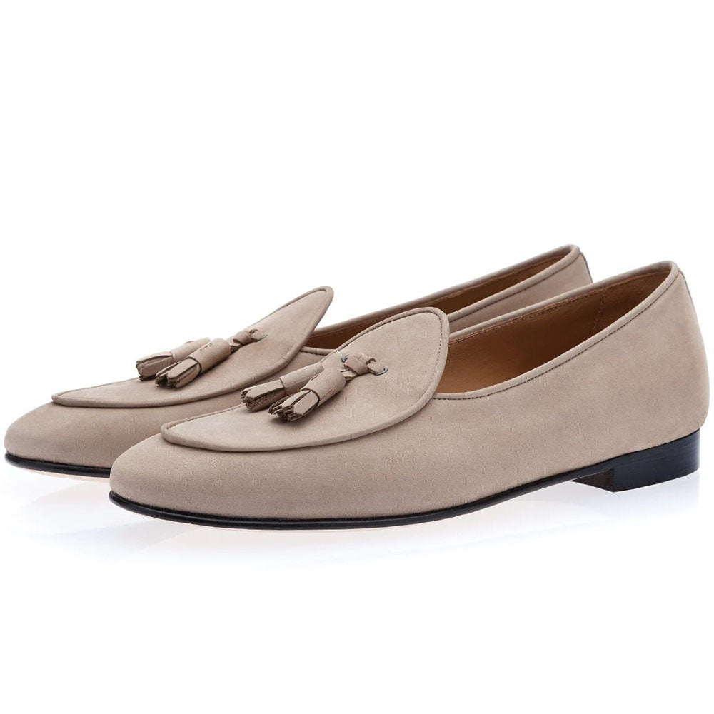 Superglamorous Tangerine 2 Nabuk Belgian Loafers Taupe