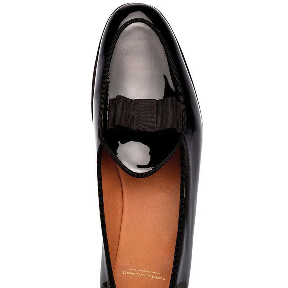 Superglamorous Tangerine 3 Patent Belgian Loafers Black