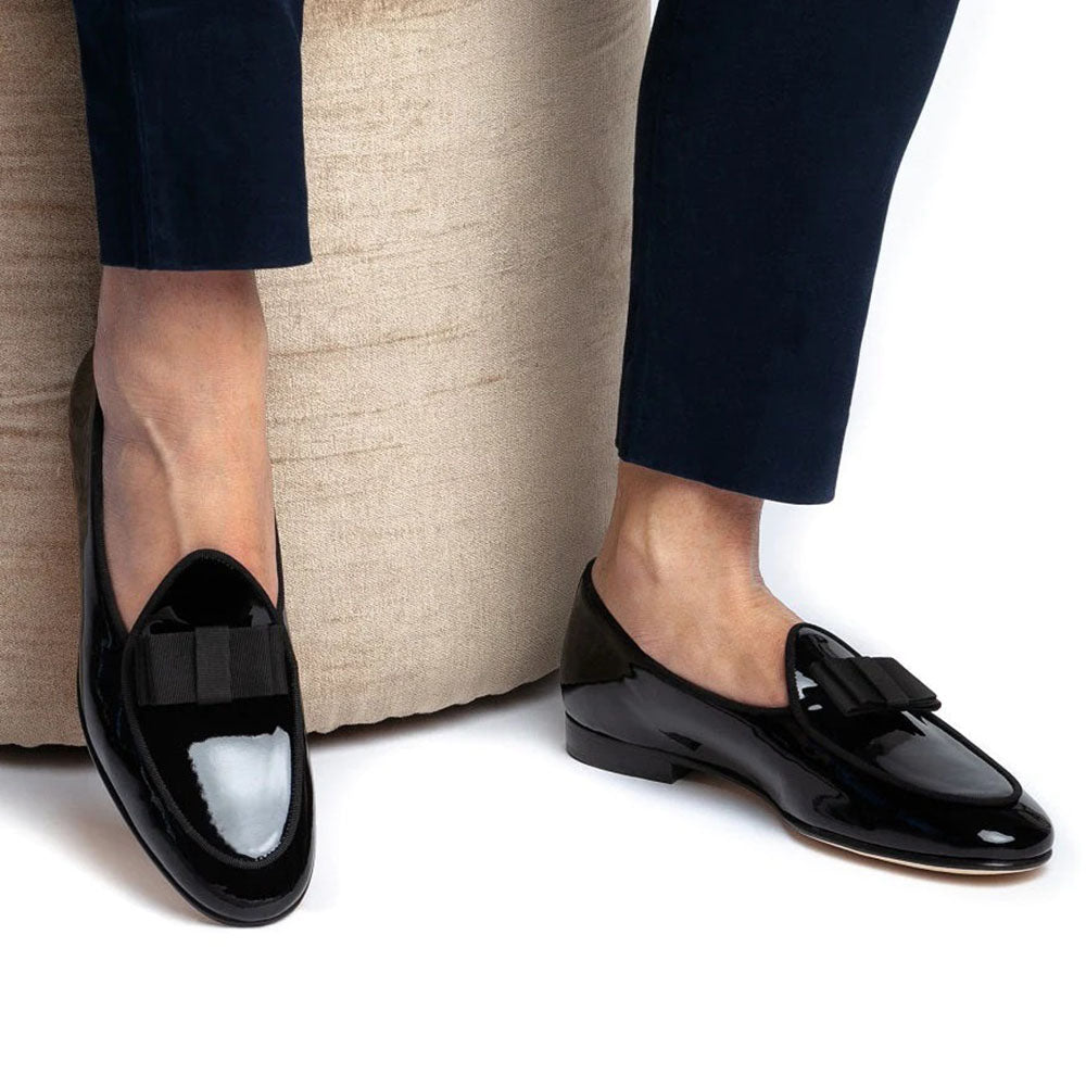 Superglamorous Tangerine 3 Patent Belgian Loafers Black