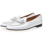Superglamorous Tangerine 3 Patent Belgian Loafers White