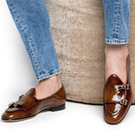 Superglamourous Tangerine 7 Brushed Belgian Loafers Cognac