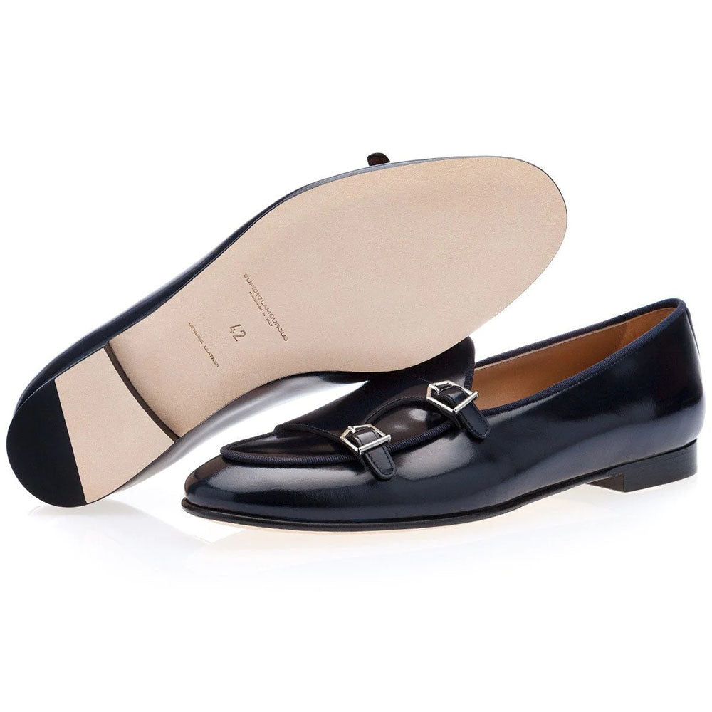 Superglamourous Tangerine 7 Brushed Belgian Loafers Navy