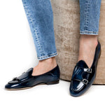 Superglamourous Tangerine 7 Brushed Belgian Loafers Navy