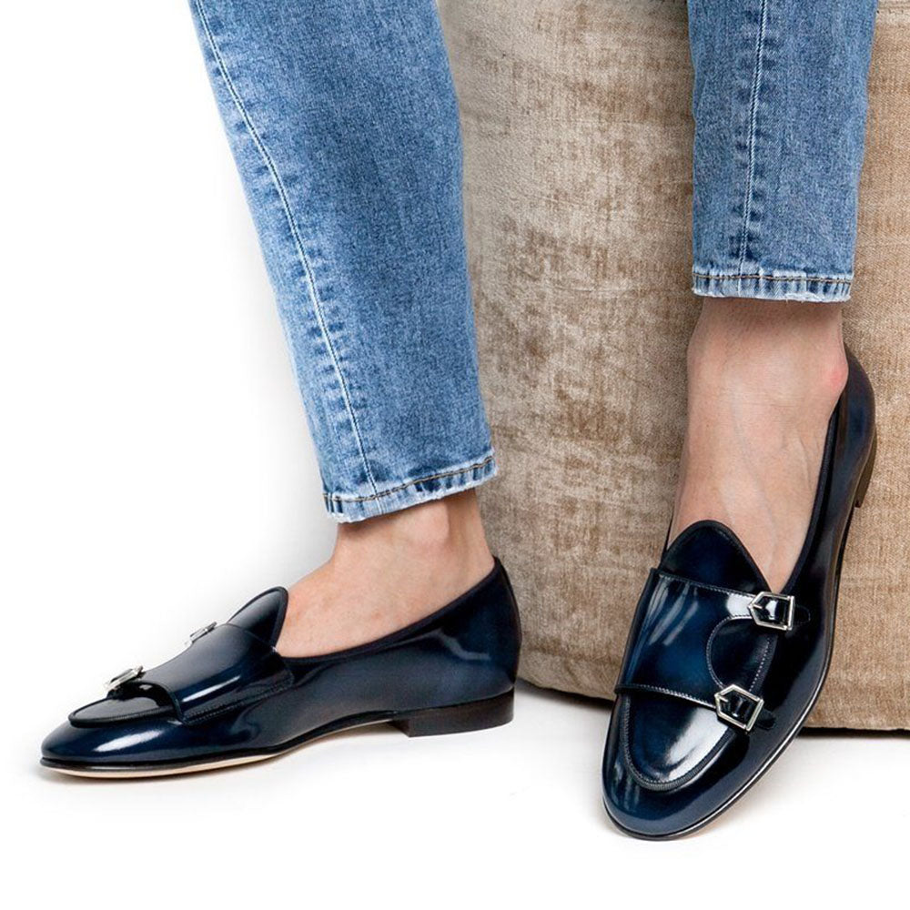 Superglamourous Tangerine 7 Brushed Belgian Loafers Navy