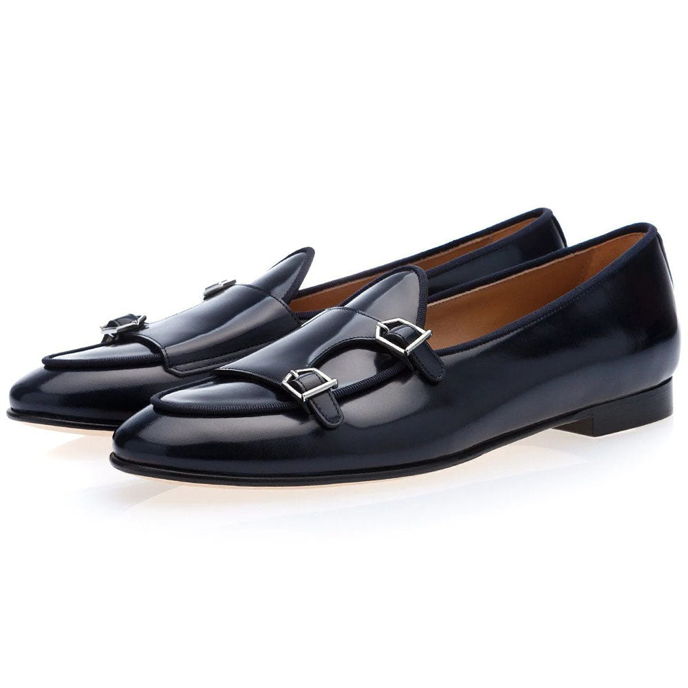 Superglamorous Tangerine 7 Brushed Belgian Loafers Navy