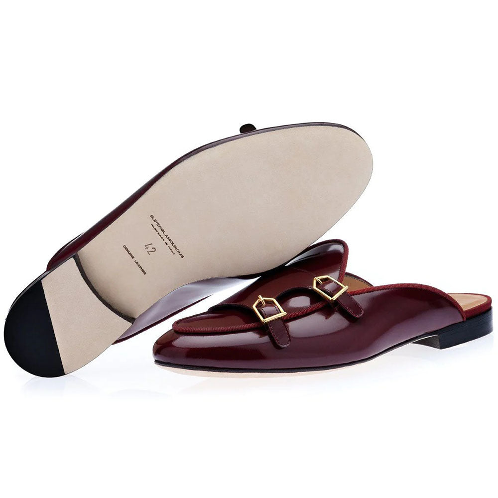 Superglamourous Tangerine 7 Brushed Mules Burgundy