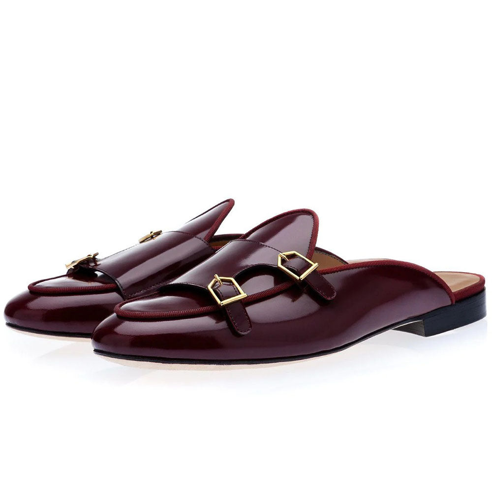 Superglamorous Tangerine 7 Brushed Mules Burgundy