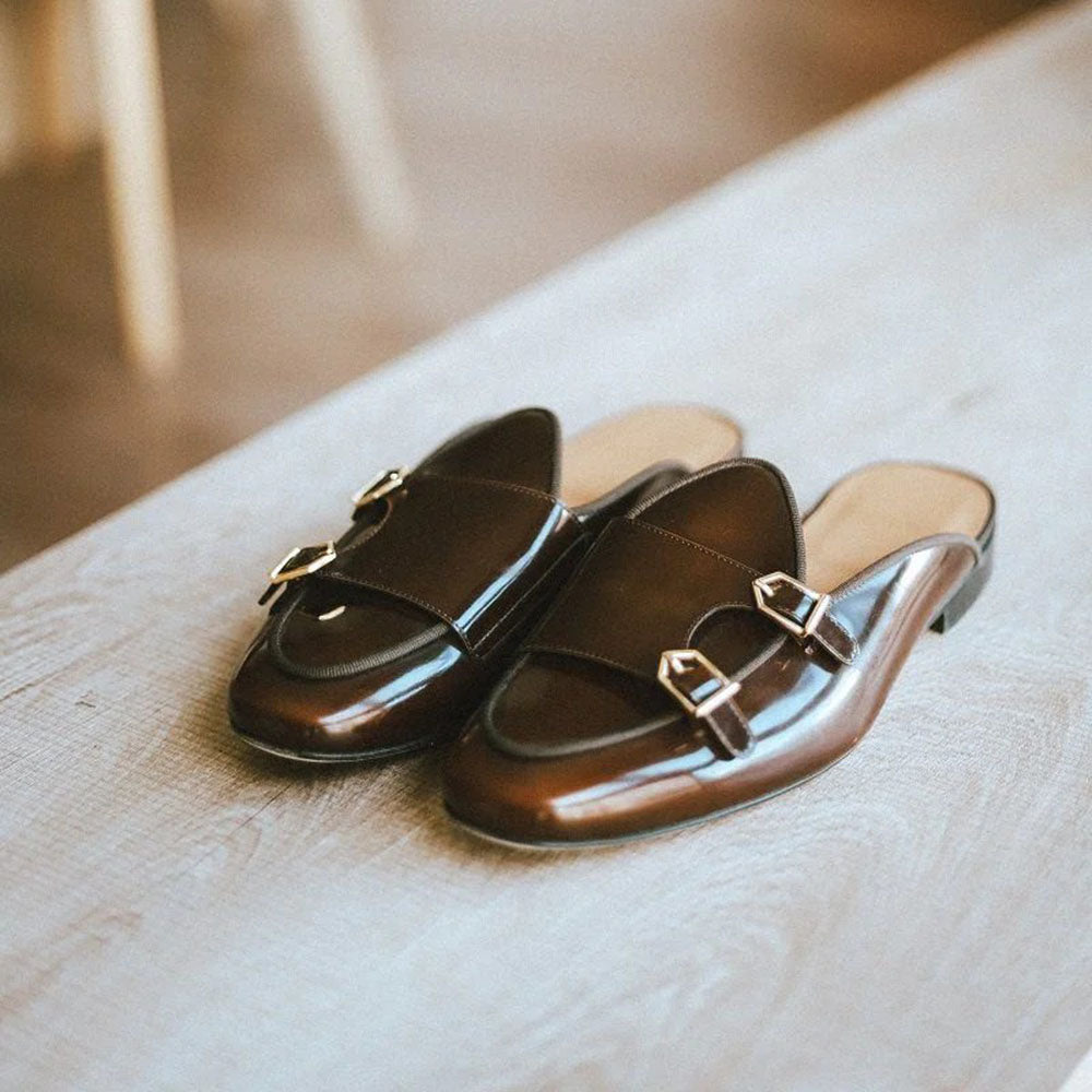Superglamourous Tangerine 7 Brushed Mules Cocoa