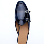 Superglamourous Tangerine 7 Brushed Mules Navy