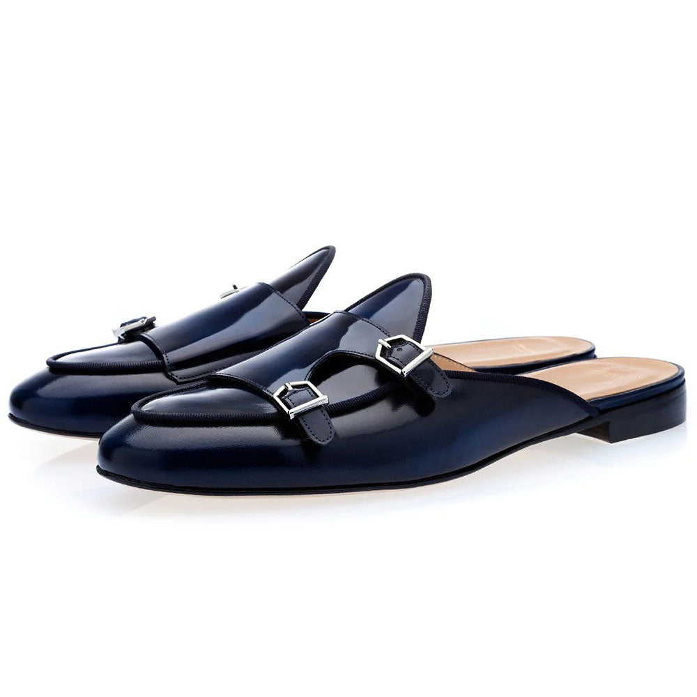 Superglamorous Tangerine 7 Brushed Mules Navy