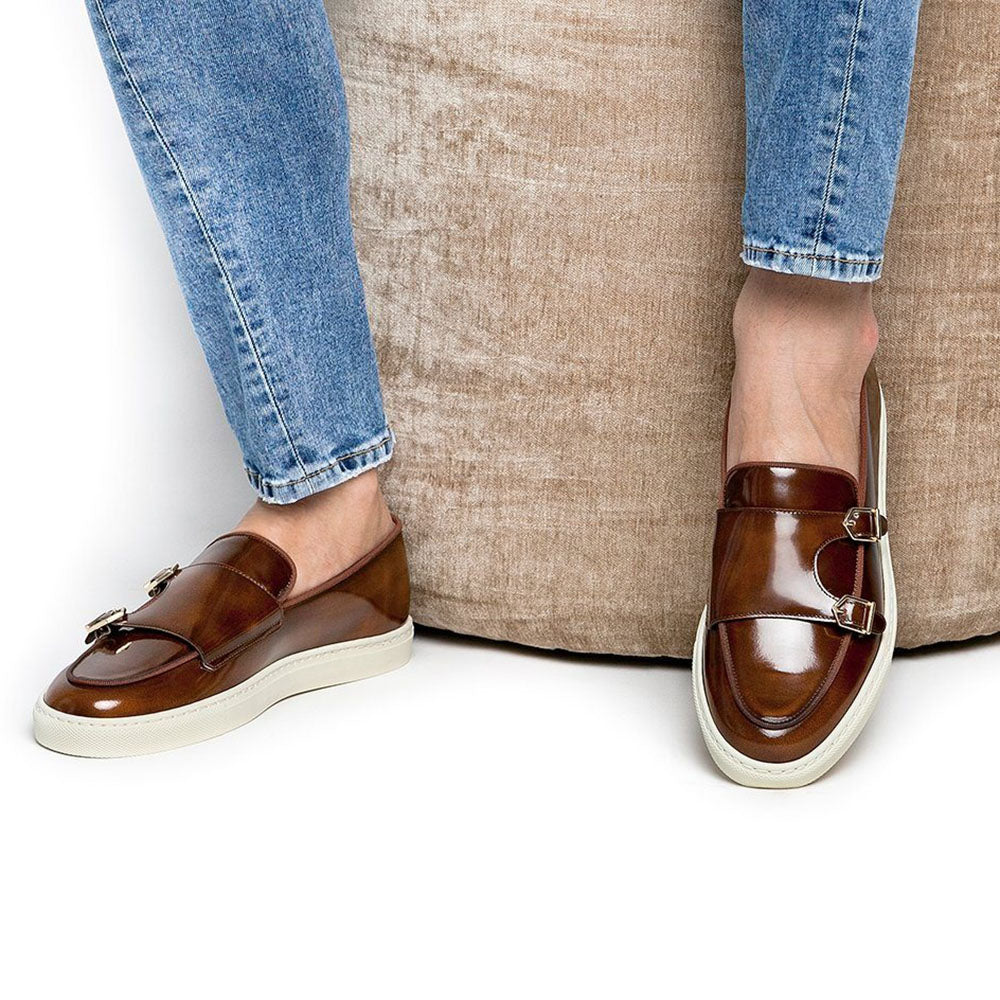Superglamourous Tangerine 7 Brushed Skate Sneakers Cognac