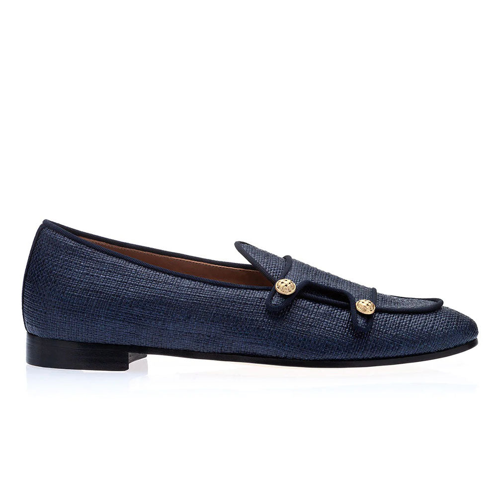 Superglamourous Tangerine 7 Georgia Belgian Loafers Navy