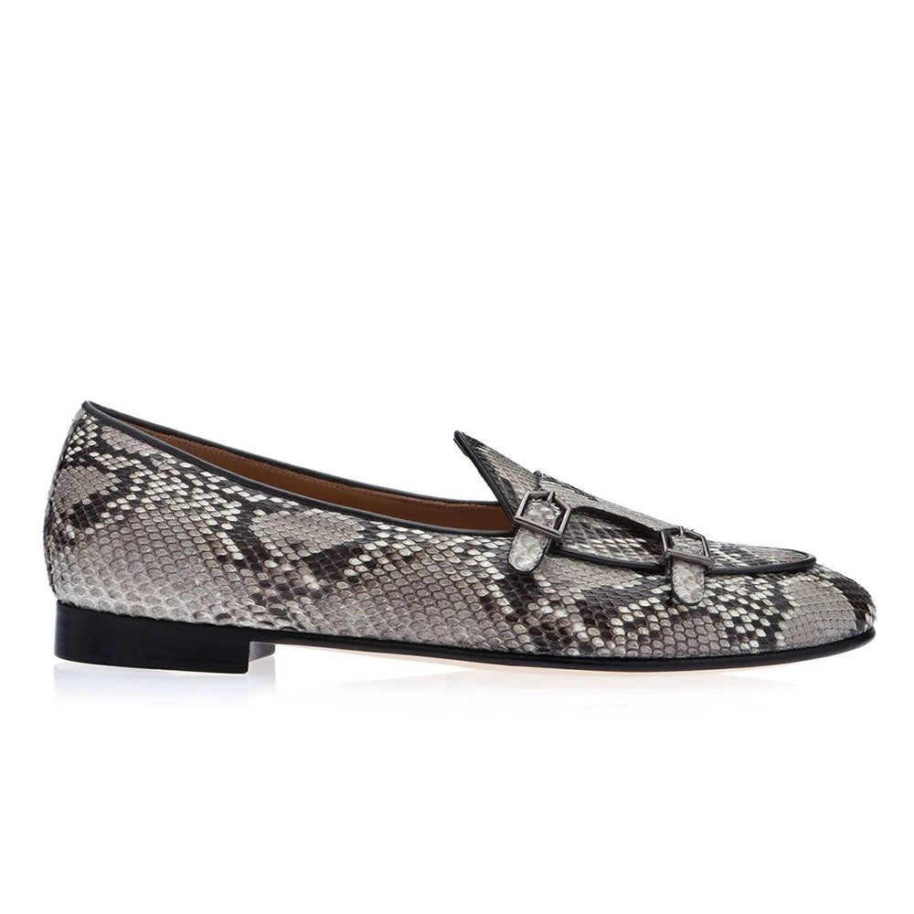 Superglamourous Tangerine 7 Python Belgian Loafers Stone