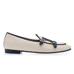 Superglamourous Tangerine 7 Rafia Belgian Loafers White