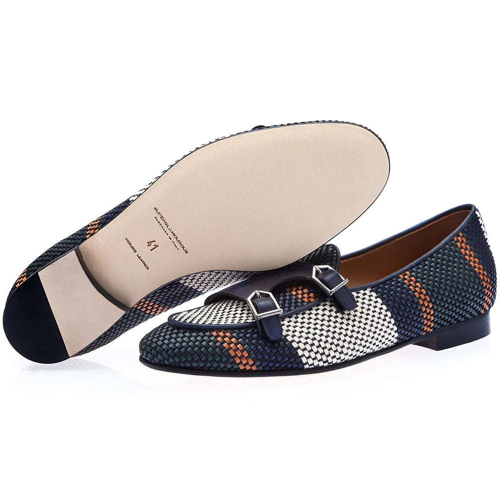 Superglamourous Tangerine 7 Tetris Belgian Loafers Navy