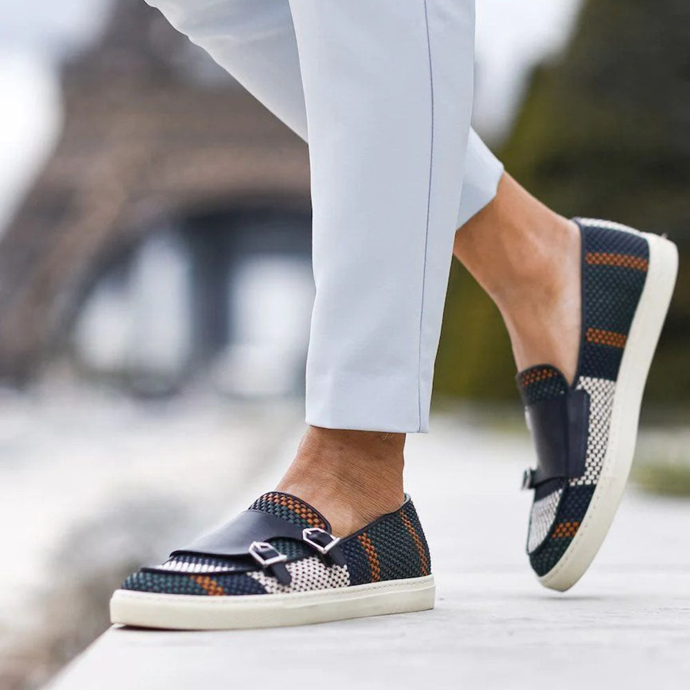 Superglamourous Tangerine 7 Tetris Skate Sneakers Navy