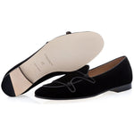 Superglamourous Tangerine 7 Velour Belgian Loafers Black