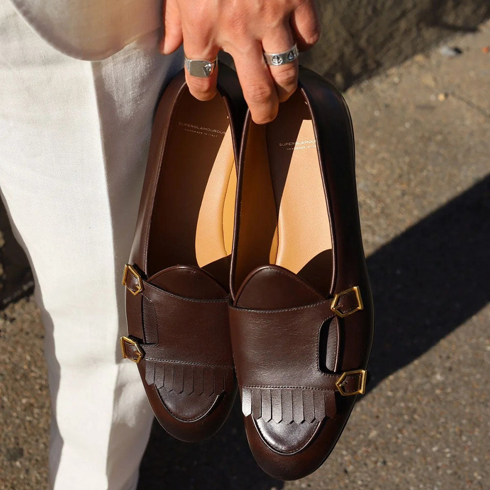 Superglamourous Tangerine 7.1 Nappa Belgian Loafers Cocoa