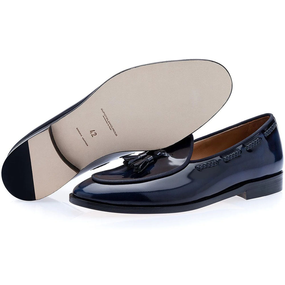 Superglamourous Tangerine 8 Brushed Belgian Loafers Navy