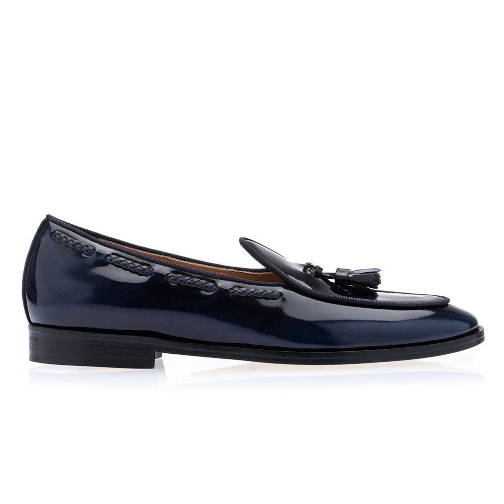 Superglamourous Tangerine 8 Brushed Belgian Loafers Navy