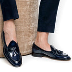 Superglamourous Tangerine 8 Brushed Belgian Loafers Navy