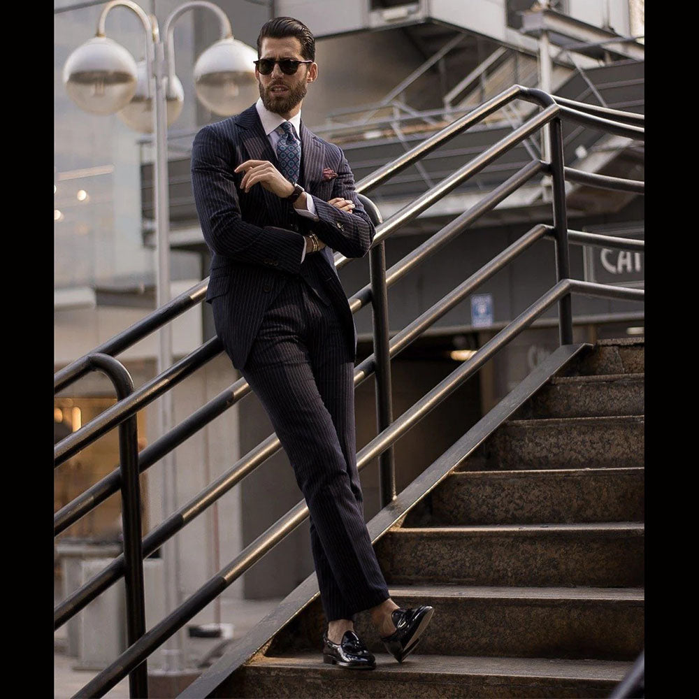 Superglamourous Tangerine 8 Brushed Belgian Loafers Navy