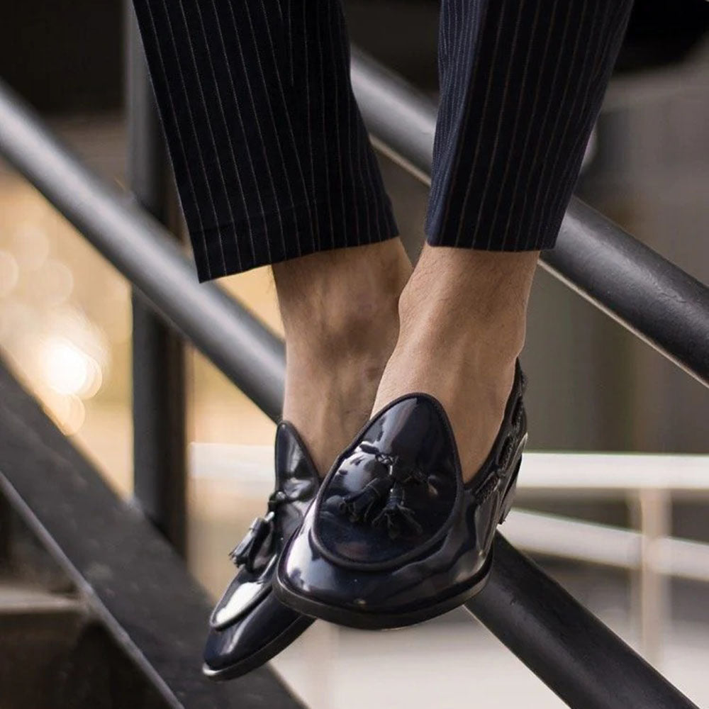 Superglamourous Tangerine 8 Brushed Belgian Loafers Navy