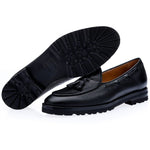 Superglamourous Tangerine 8-T Deer Belgian Loafers Black