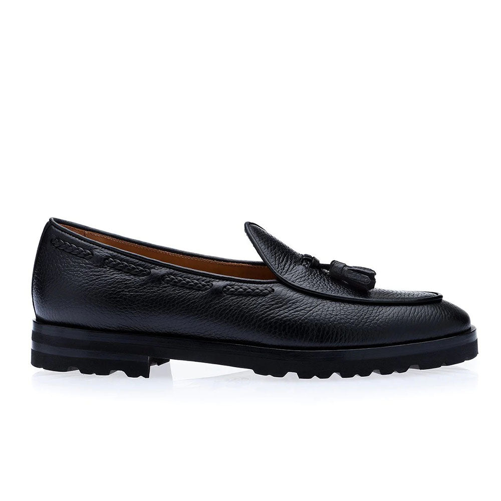 Superglamourous Tangerine 8-T Deer Belgian Loafers Black