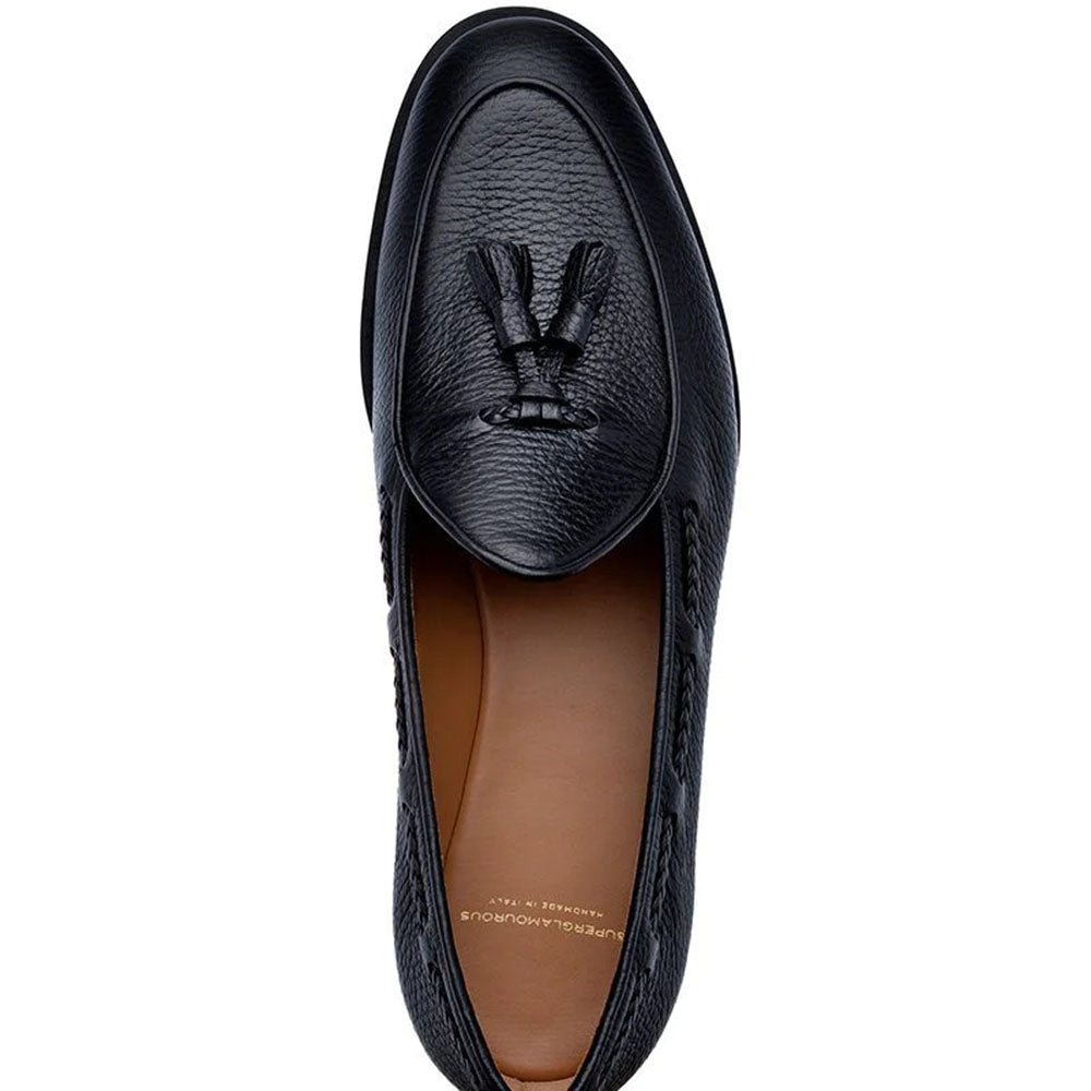 Superglamourous Tangerine 8-T Deer Belgian Loafers Black