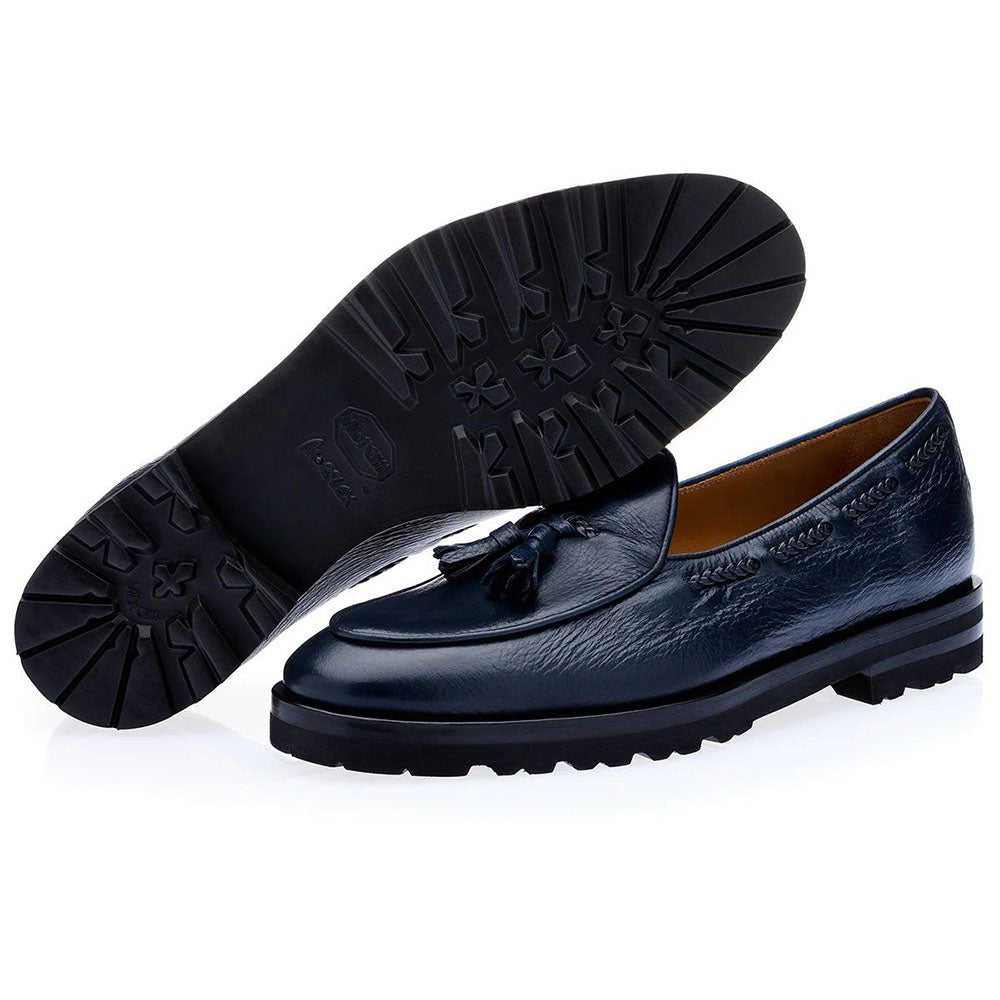 Superglamourous Tangerine 8-T Deer Belgian Loafers Navy