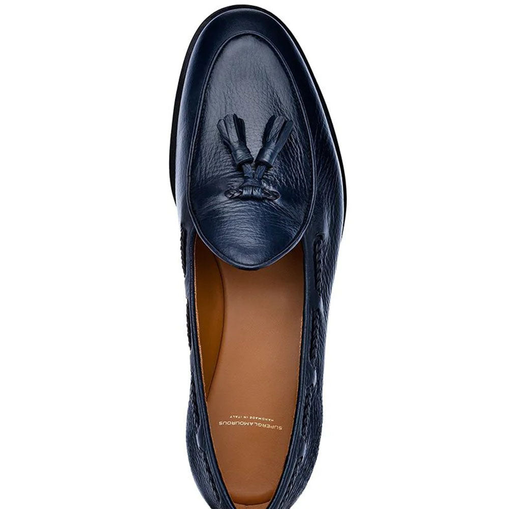 Superglamourous Tangerine 8-T Deer Belgian Loafers Navy
