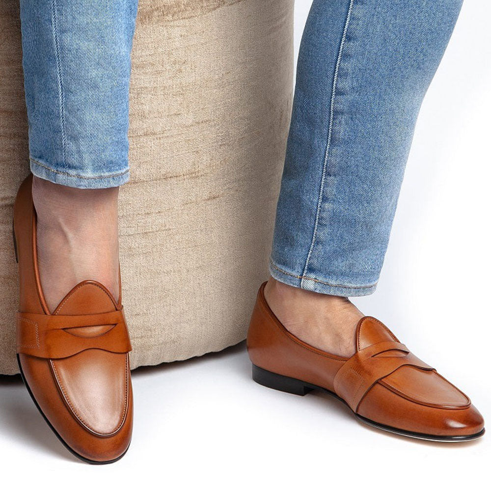 Superglamourous Tangerine 9 Toledo Belgian Loafers Tobacco