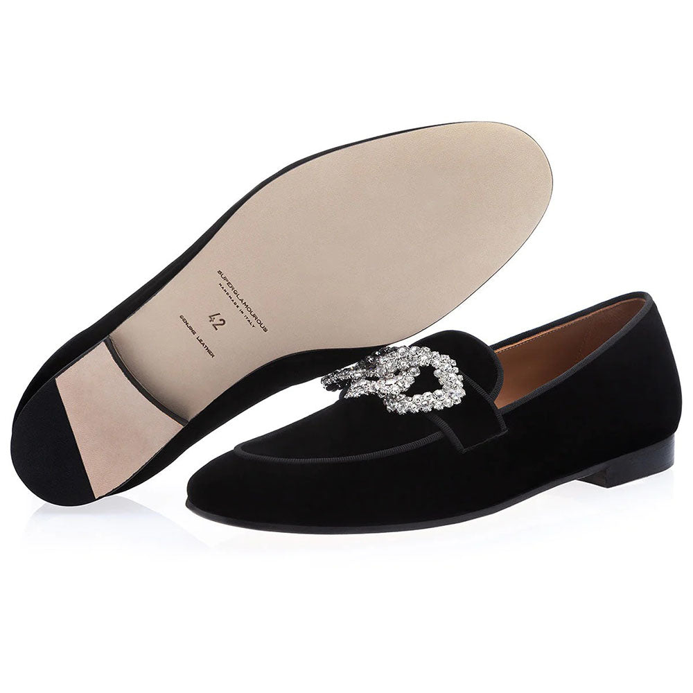 Superglamourous Venetia Velour Slippers Black