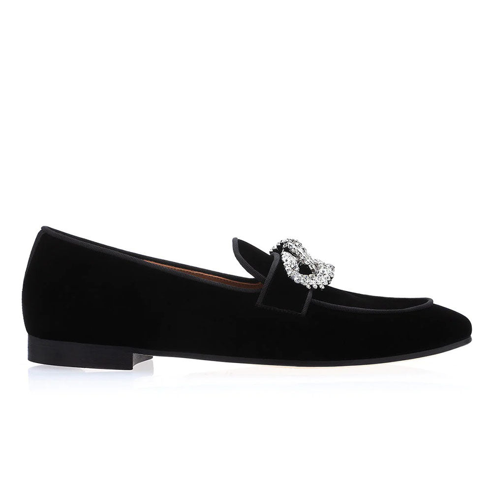 Superglamourous Venetia Velour Slippers Black