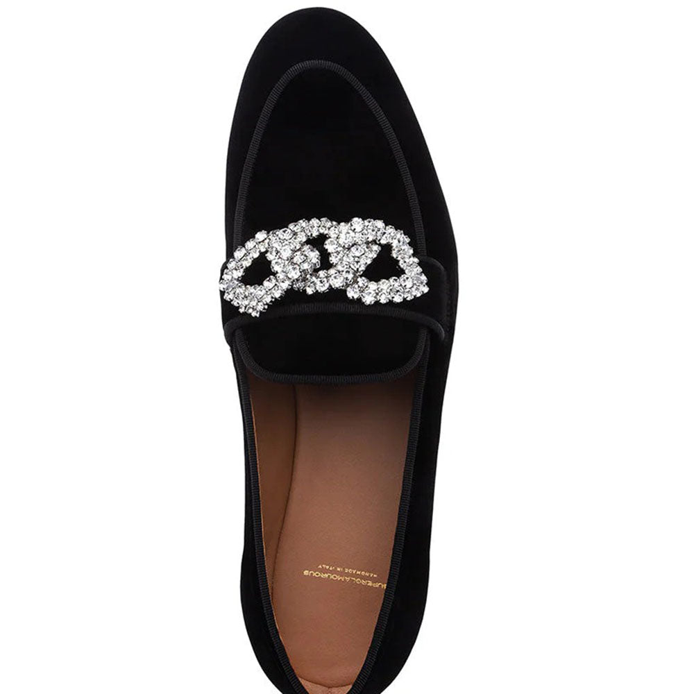Superglamourous Venetia Velour Slippers Black
