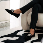 Superglamourous Venetia Velour Slippers Black